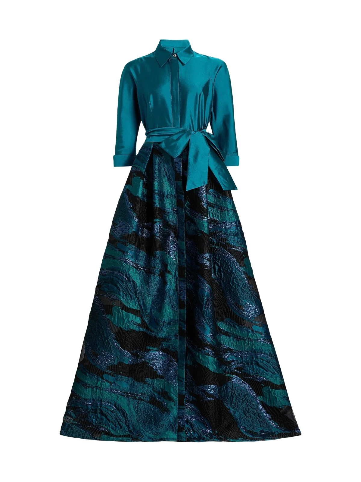 Women's Wave Jacquard Shirtwaist Gown Women's Wave Jacquard Shirtwaist Gown