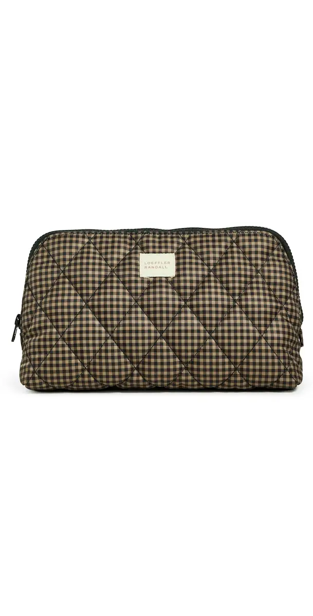 Loeffler Randall Frances Cosmetic Pouch Brown/Black Check One Size | Image 1 Loeffler Randall Frances Cosmetic Pouch Brown/Black Check One Size | Image 1