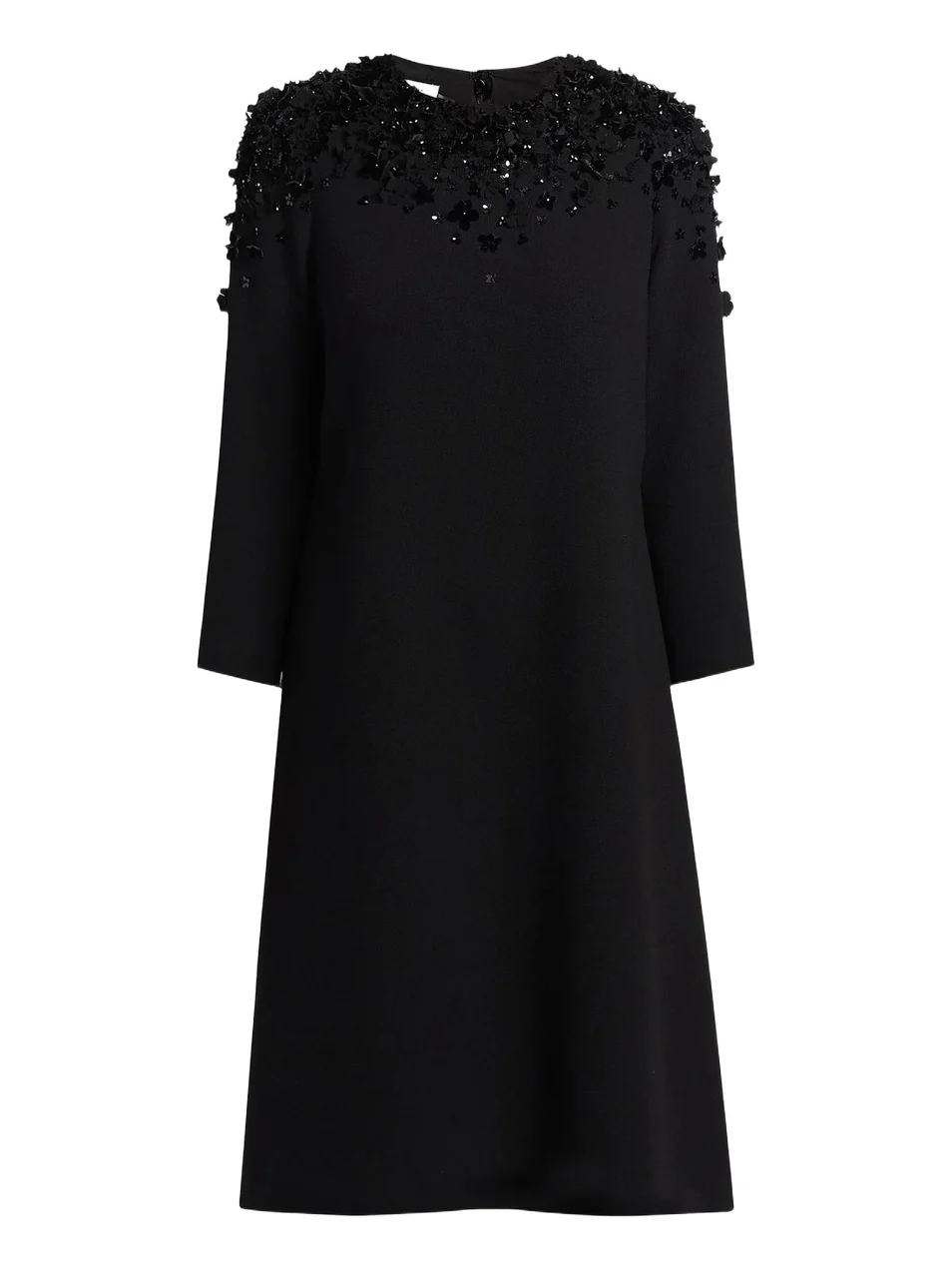 Women's Floral Beaded Appliqué Crepe Cocktail Dress