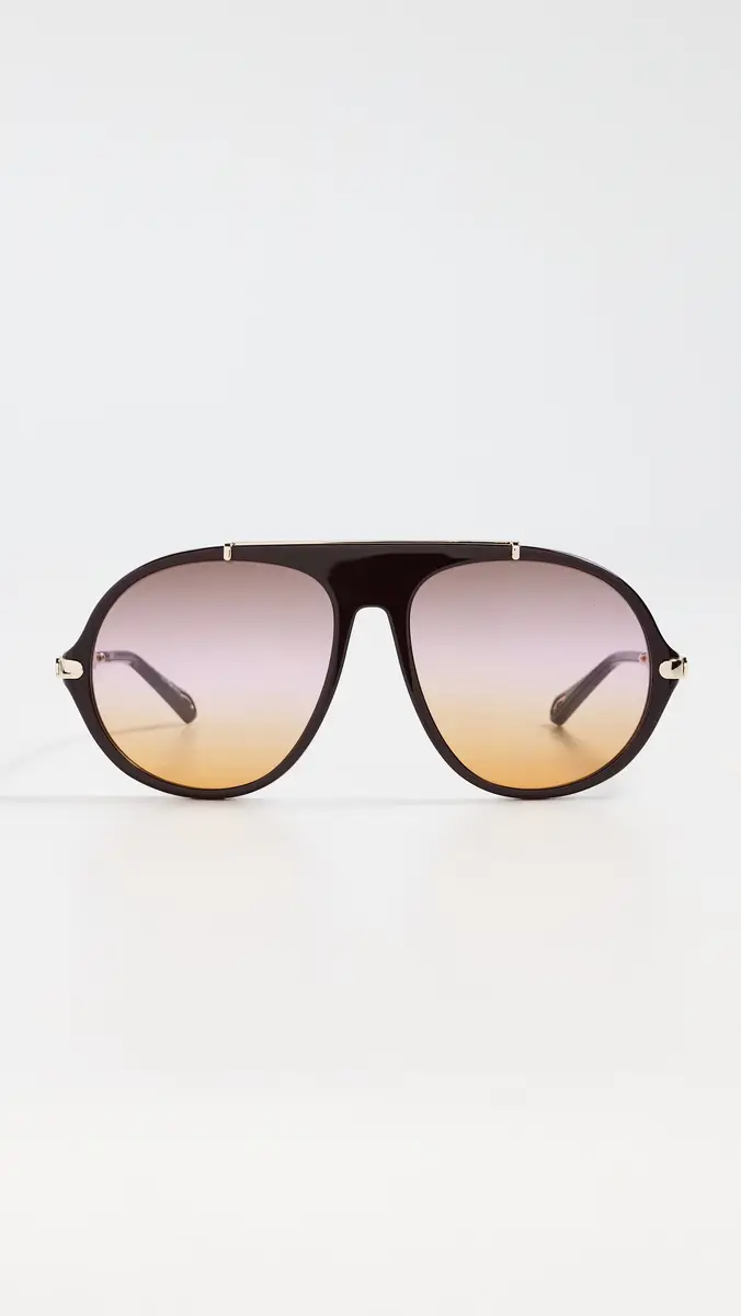 Chloé Aly Aviator Sunglasses Burgundy/Gold/Pink One Size | Thumbnail 2 Chloé Aly Aviator Sunglasses Burgundy/Gold/Pink One Size | Thumbnail 2