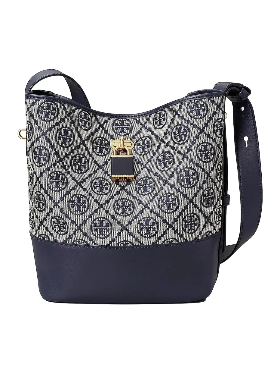 Women's Lock T Monogram Slim Medium Bucket Bag Women's Lock T Monogram Slim Medium Bucket Bag