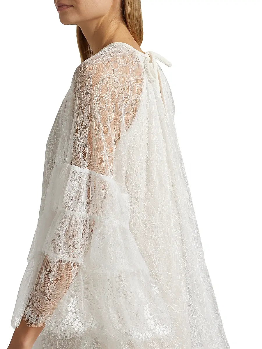 Alice + Olivia Women's Delia Lace Ruffled Tunic Minidress | Thumbnail 6 Alice + Olivia Women's Delia Lace Ruffled Tunic Minidress | Thumbnail 6