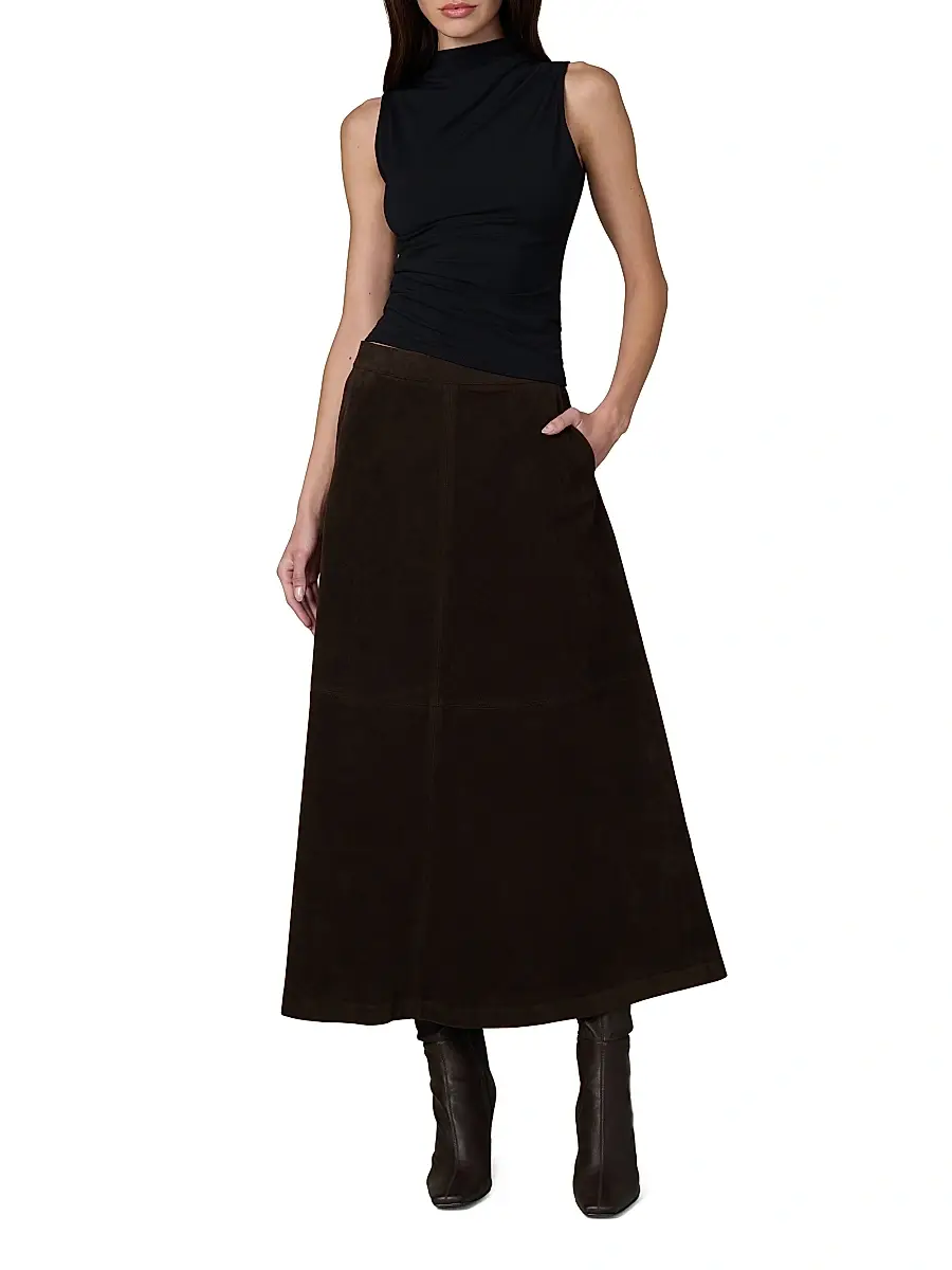 Joe's Jeans Women's The Tavi Vegan Suede Midi-Skirt | Thumbnail 2 Joe's Jeans Women's The Tavi Vegan Suede Midi-Skirt | Thumbnail 2