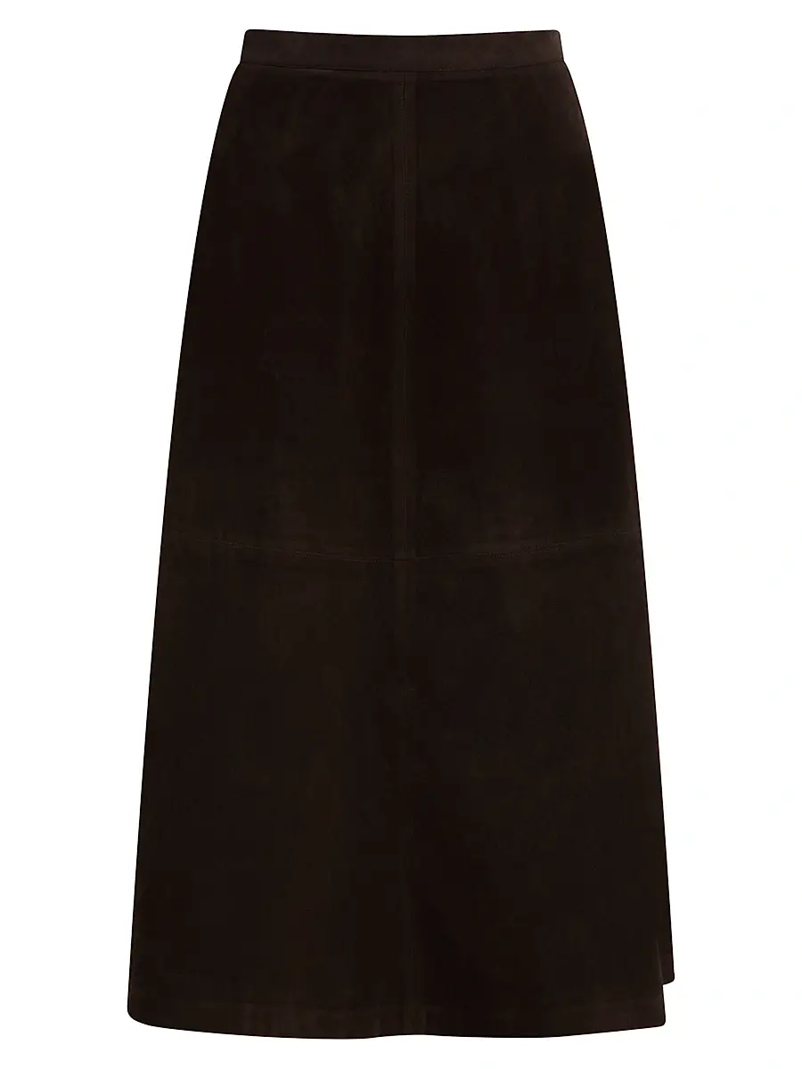 Joe's Jeans Women's The Tavi Vegan Suede Midi-Skirt - Dark Chocolate | Image 1 Joe's Jeans Women's The Tavi Vegan Suede Midi-Skirt - Dark Chocolate | Image 1