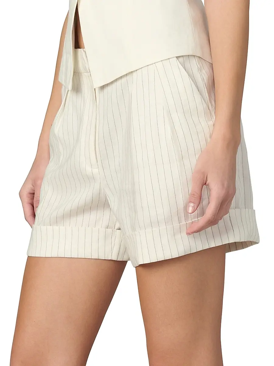 Joe's Jeans Women's The Brody Tailored Pinstripe Linen-Blend Shorts | Thumbnail 4
