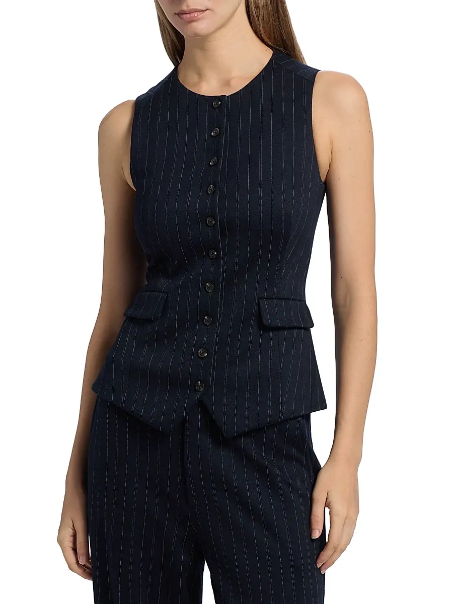 rag & bone Women's Irina Plaid Ponte Collarless Vest | Thumbnail 3 rag & bone Women's Irina Plaid Ponte Collarless Vest | Thumbnail 3
