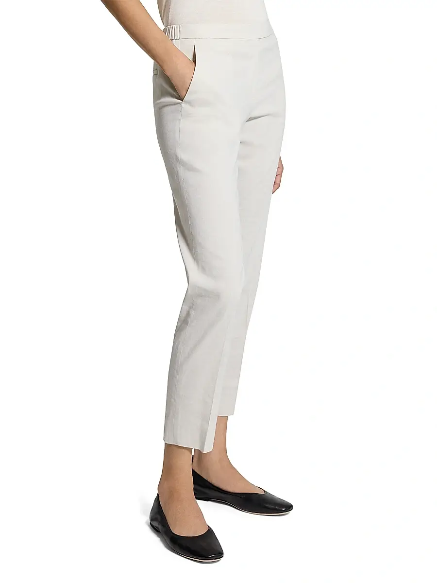 Theory Women's Treeca Linen Pull-On Crop Pants | Thumbnail 4 Theory Women's Treeca Linen Pull-On Crop Pants | Thumbnail 4