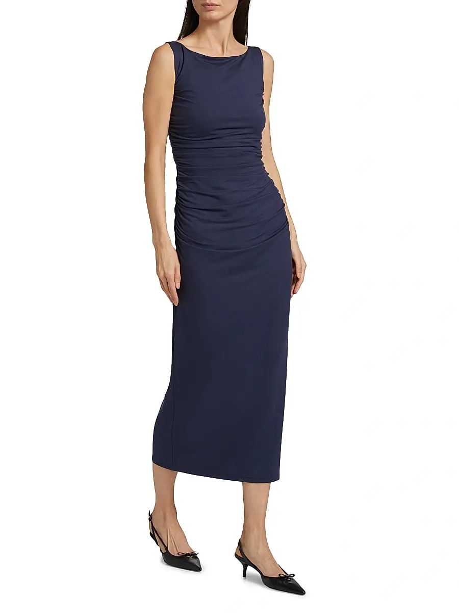 Reformation Women's Benson Ruched Stretch Jersey Midi-Dress | Thumbnail 2 Reformation Women's Benson Ruched Stretch Jersey Midi-Dress | Thumbnail 2