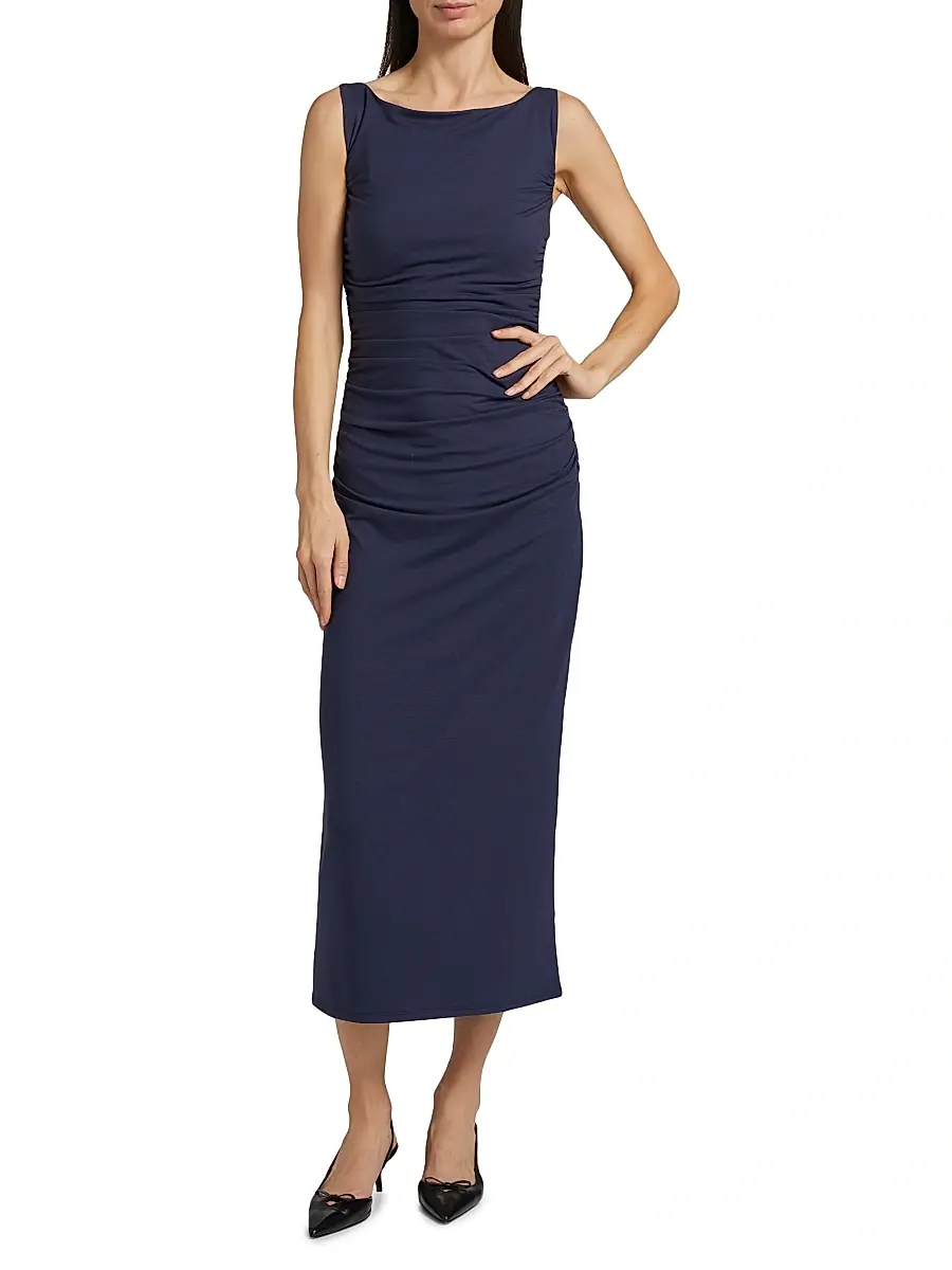 Reformation Women's Benson Ruched Stretch Jersey Midi-Dress | Thumbnail 3 Reformation Women's Benson Ruched Stretch Jersey Midi-Dress | Thumbnail 3