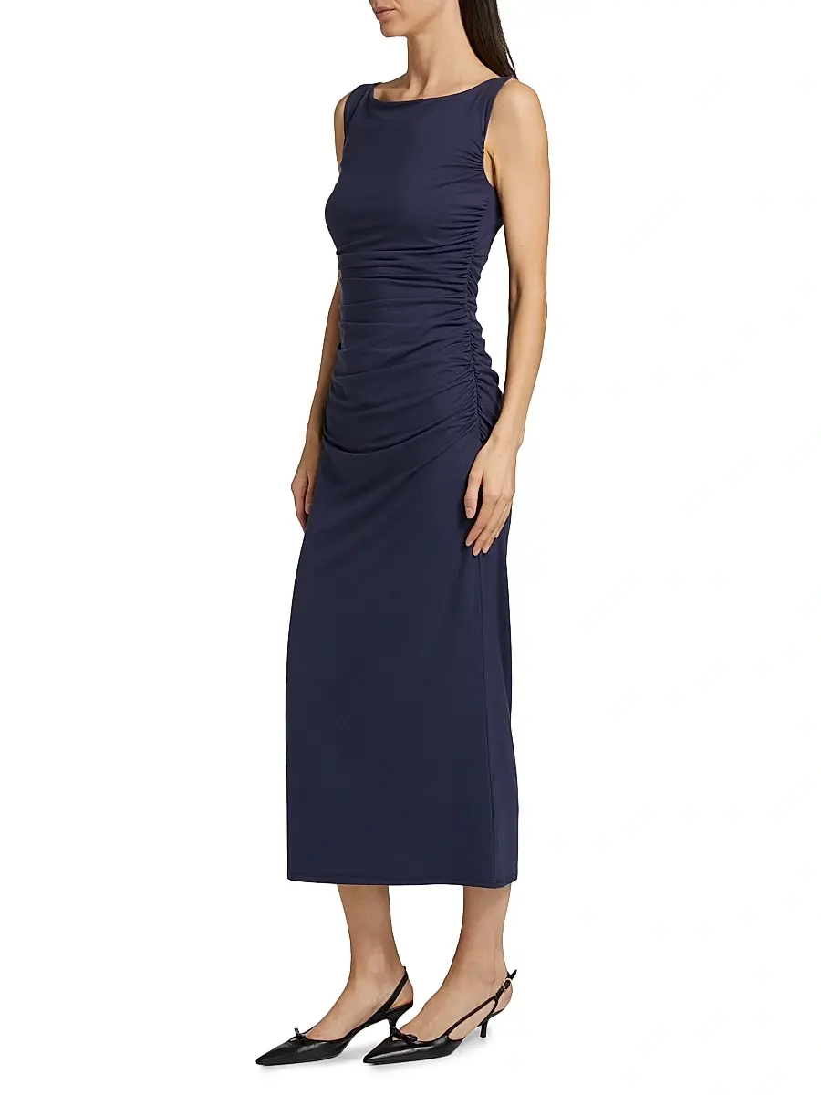Reformation Women's Benson Ruched Stretch Jersey Midi-Dress | Thumbnail 4 Reformation Women's Benson Ruched Stretch Jersey Midi-Dress | Thumbnail 4