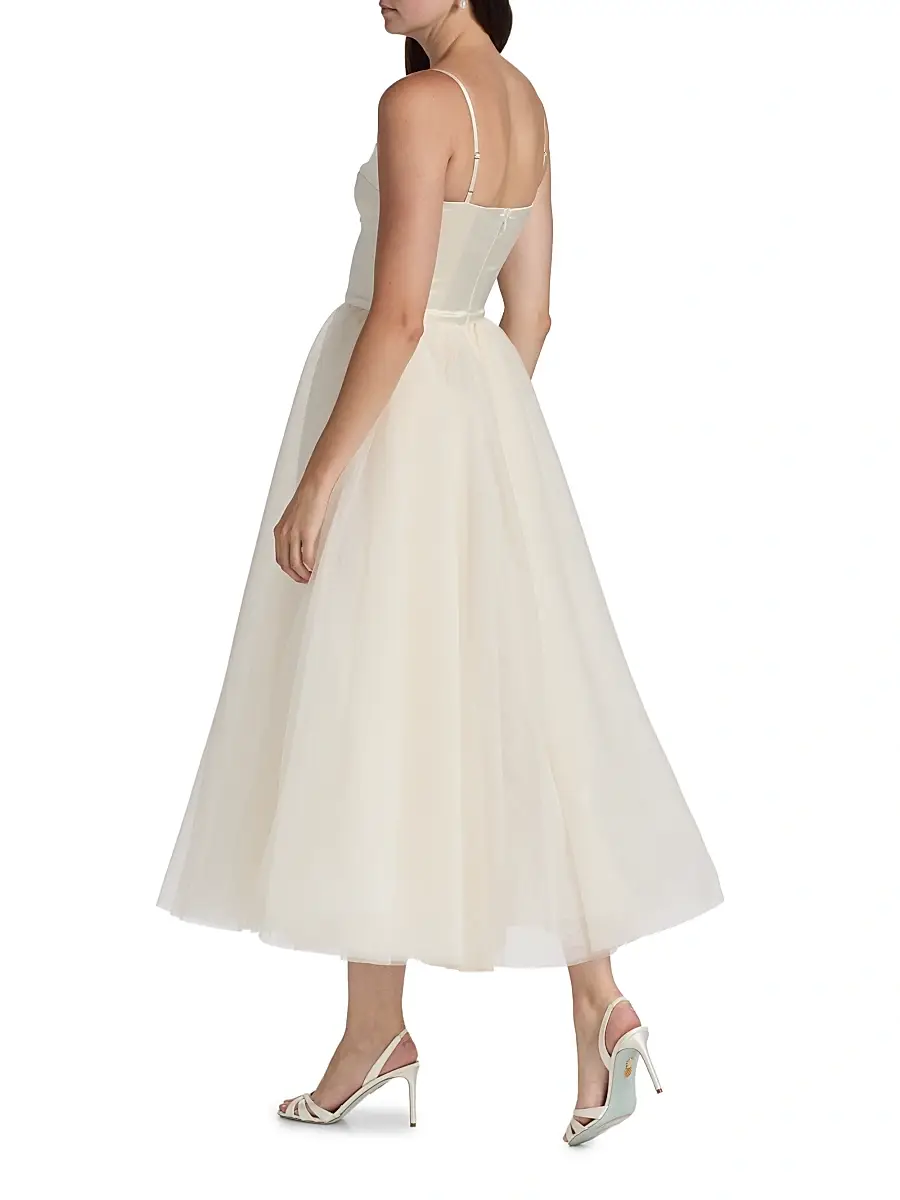 Reformation Women's Alouette Satin Tea-Length Dress | Thumbnail 5 Reformation Women's Alouette Satin Tea-Length Dress | Thumbnail 5
