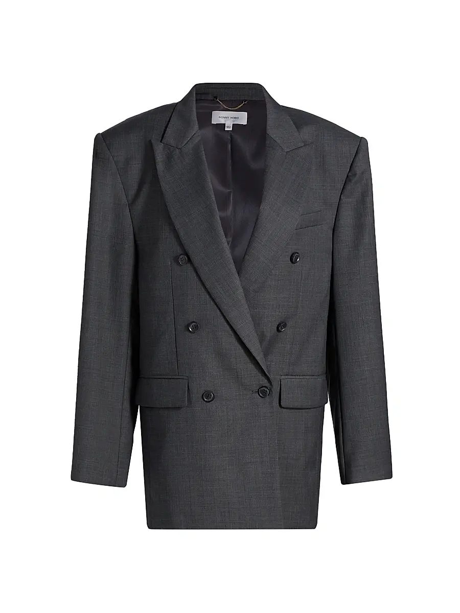 Ronny Kobo Women's 1988 Double-Breasted Wool-Blend Blazer - Dark Grey | Image 1 Ronny Kobo Women's 1988 Double-Breasted Wool-Blend Blazer - Dark Grey | Image 1