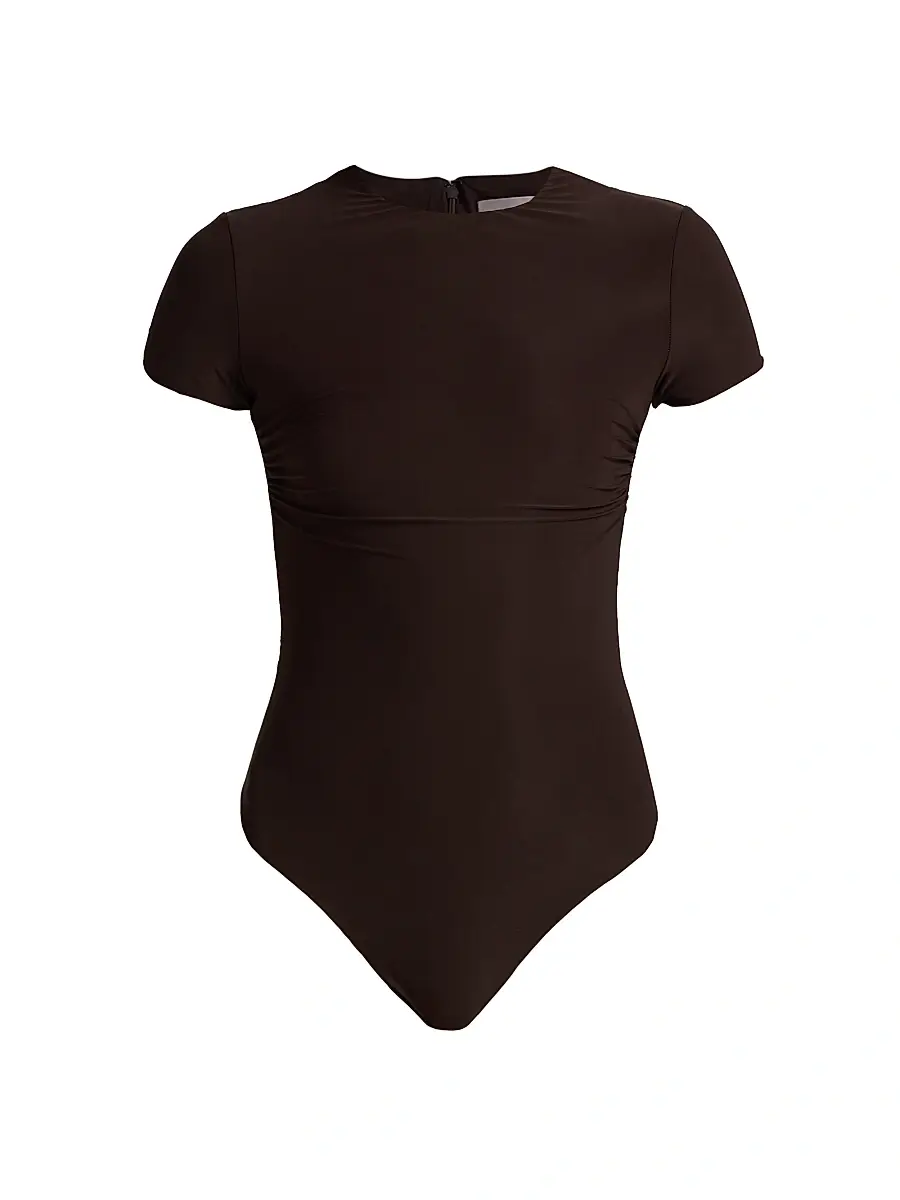 Ronny Kobo Women's Rae Jewel Neck Bodysuit - Espresso | Image 1 Ronny Kobo Women's Rae Jewel Neck Bodysuit - Espresso | Image 1