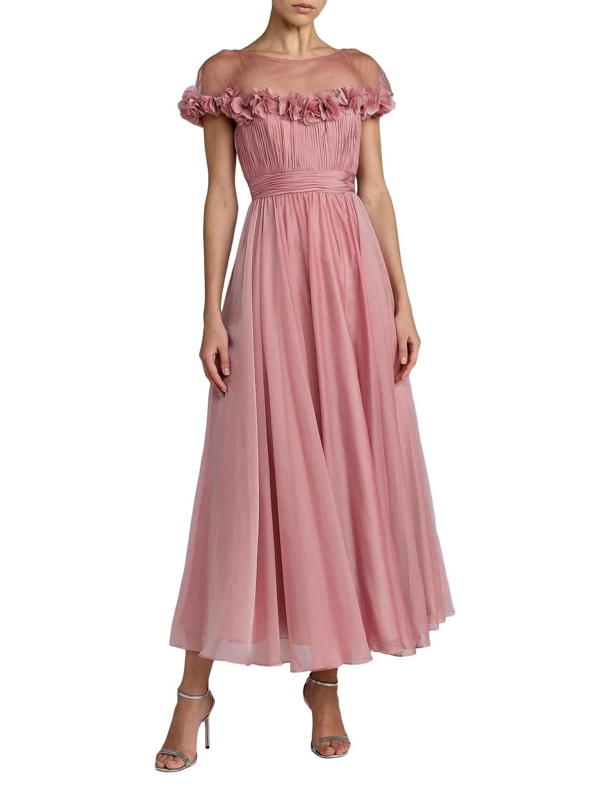 Women's Floral Chiffon Midi-Dress Women's Floral Chiffon Midi-Dress