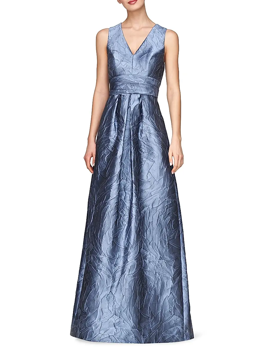 Kay Unger Women's Mariah Jacquard Textured Gown | Thumbnail 2 Kay Unger Women's Mariah Jacquard Textured Gown | Thumbnail 2
