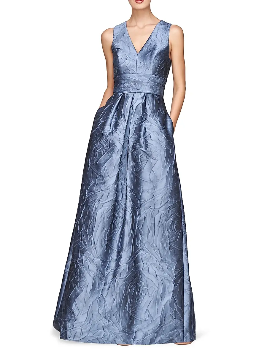 Kay Unger Women's Mariah Jacquard Textured Gown | Thumbnail 3 Kay Unger Women's Mariah Jacquard Textured Gown | Thumbnail 3