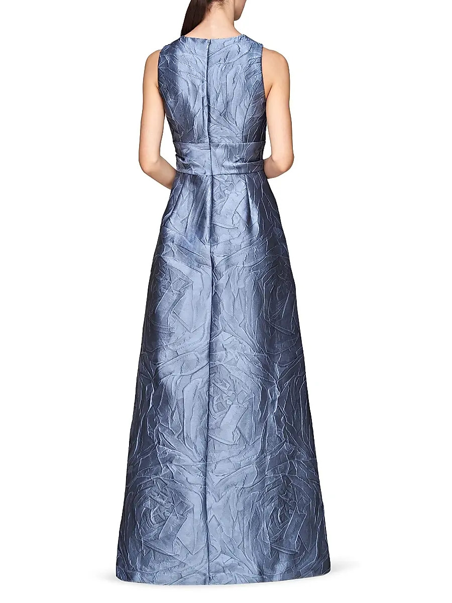 Kay Unger Women's Mariah Jacquard Textured Gown | Thumbnail 4 Kay Unger Women's Mariah Jacquard Textured Gown | Thumbnail 4