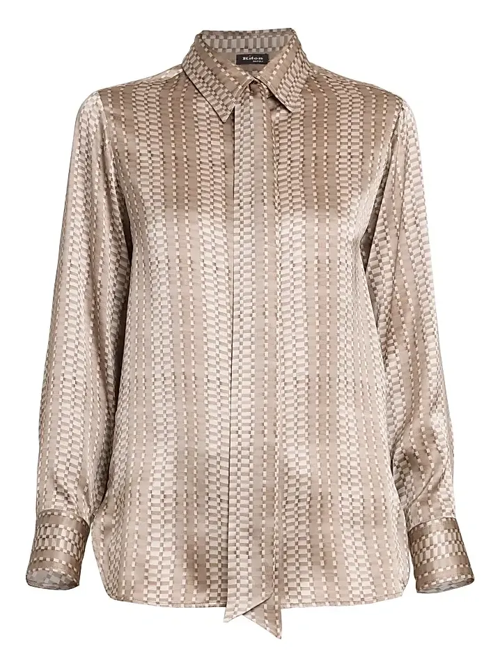 Women's Printed Silk Tie Shirt Women's Printed Silk Tie Shirt