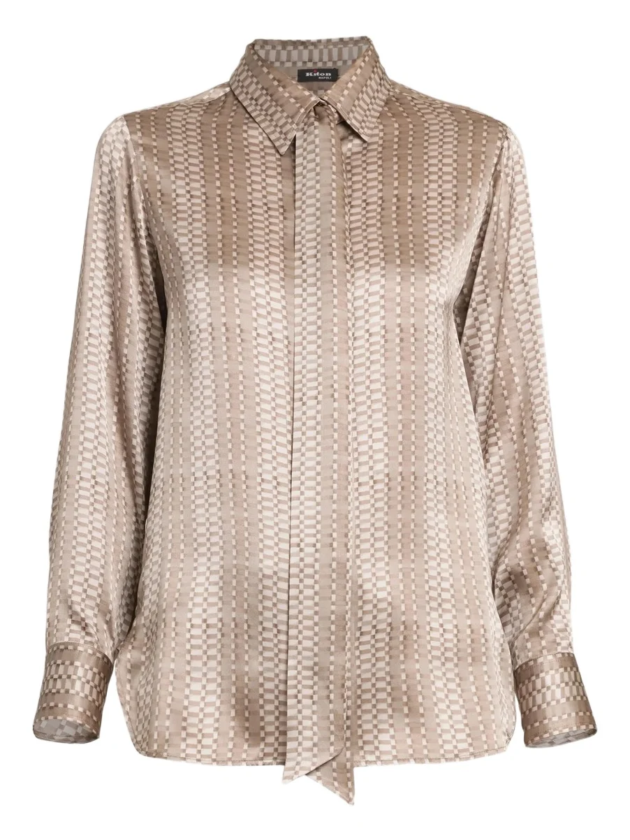 Women's Printed Silk Tie Shirt Women's Printed Silk Tie Shirt