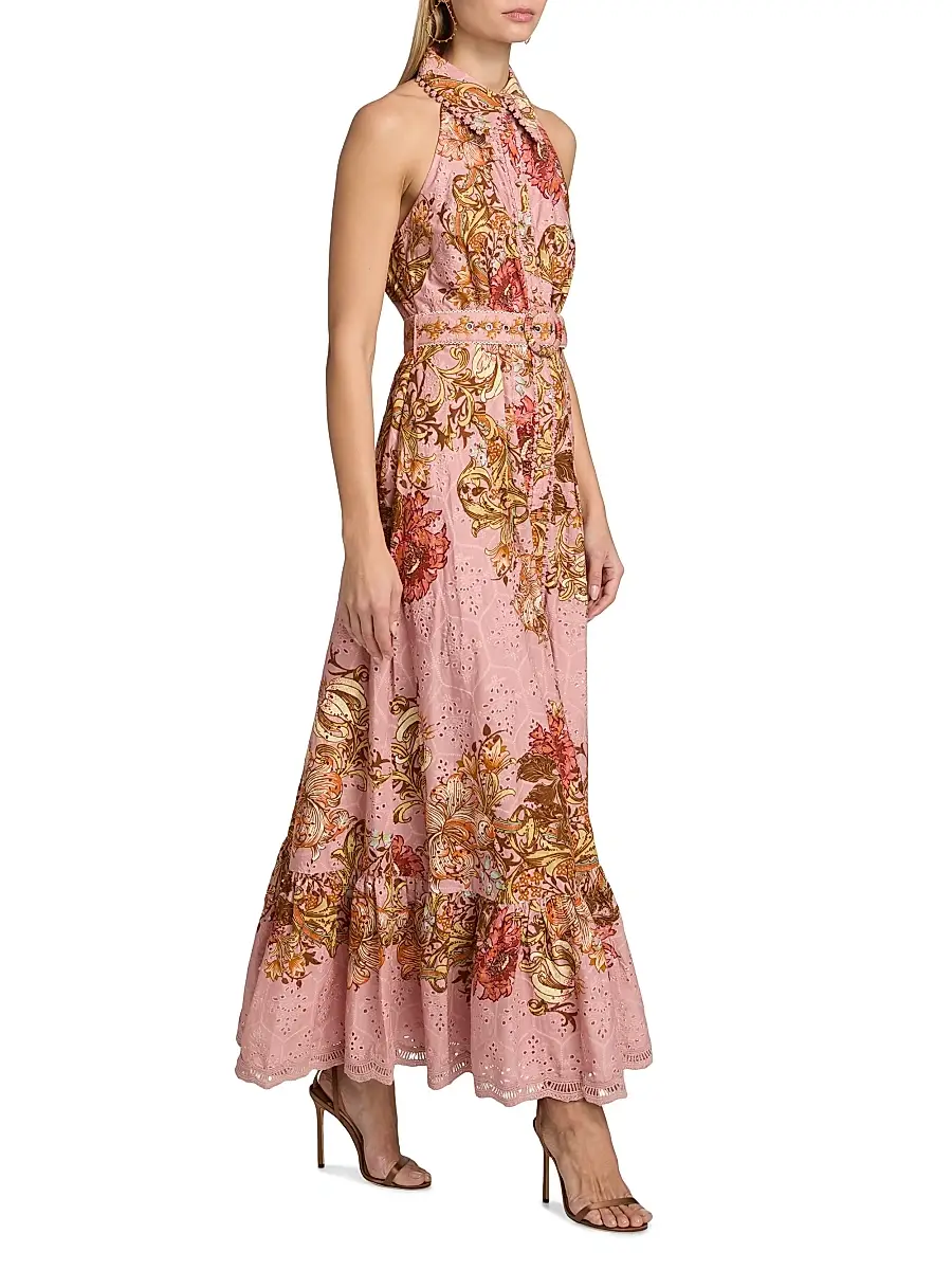 Hemant & Nandita Women's Sula Floral Cotton Tie-Waist Maxi Shirtdress | Thumbnail 2