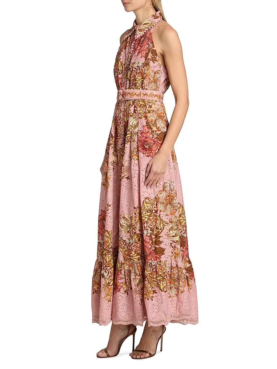 Hemant & Nandita Women's Sula Floral Cotton Tie-Waist Maxi Shirtdress | Thumbnail 4