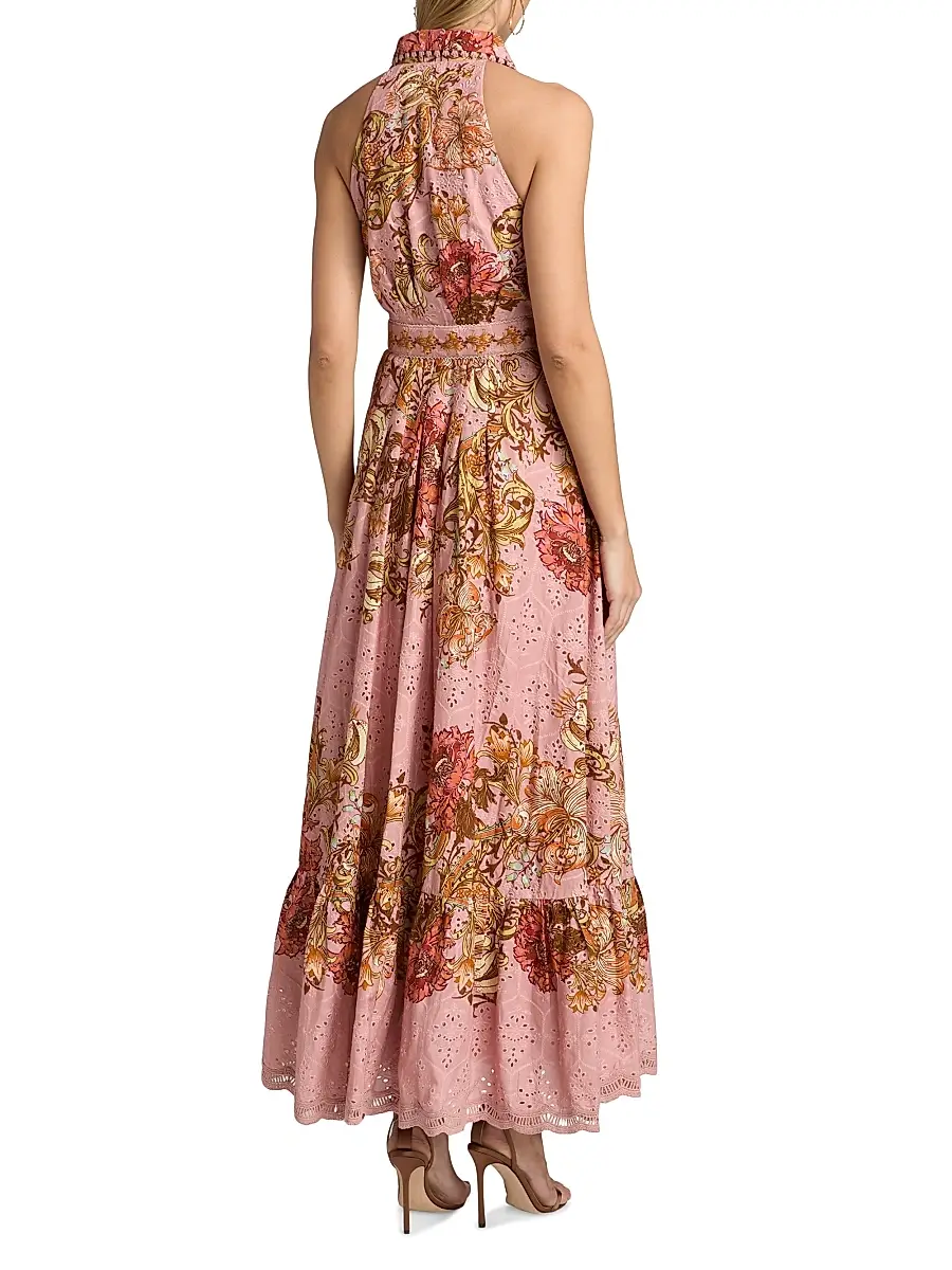 Hemant & Nandita Women's Sula Floral Cotton Tie-Waist Maxi Shirtdress | Thumbnail 5