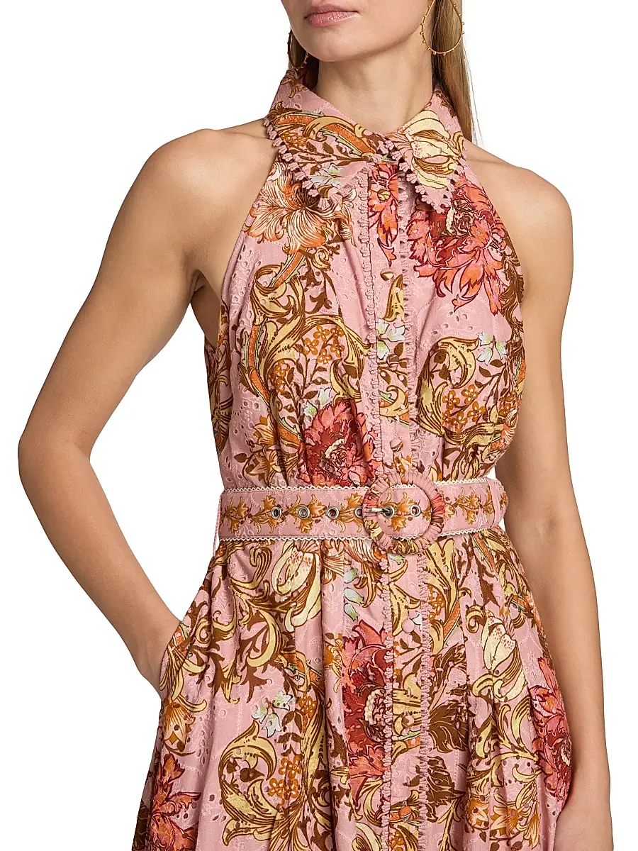 Hemant & Nandita Women's Sula Floral Cotton Tie-Waist Maxi Shirtdress | Thumbnail 6