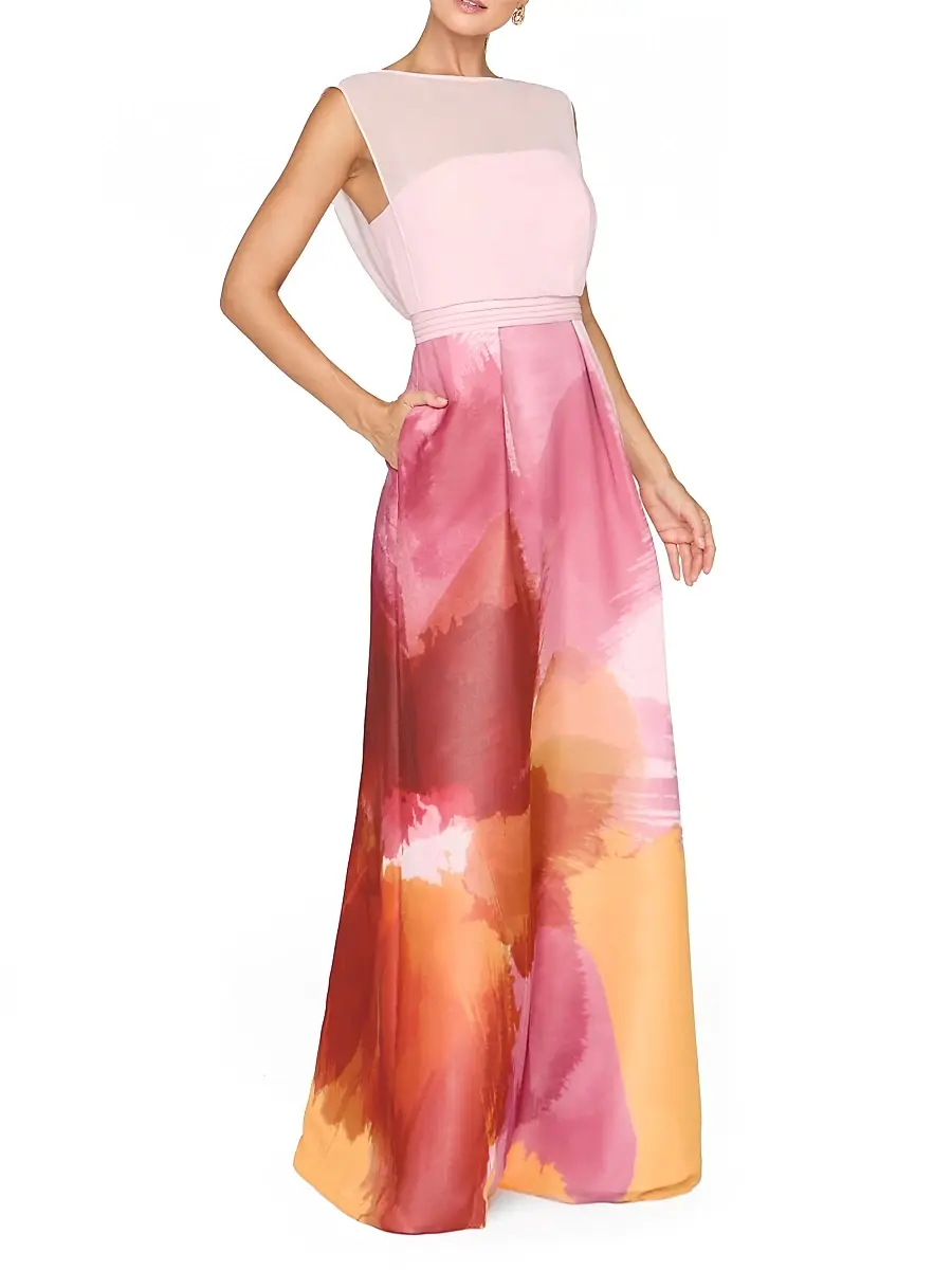 Kay Unger Women's Tess Floral Chiffon Gown | Thumbnail 3 Kay Unger Women's Tess Floral Chiffon Gown | Thumbnail 3