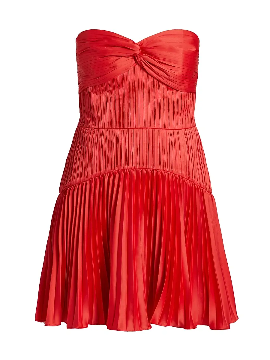 AMUR Women's Catrina Pleated Strapless Minidress - Red Rock | Image 1 AMUR Women's Catrina Pleated Strapless Minidress - Red Rock | Image 1