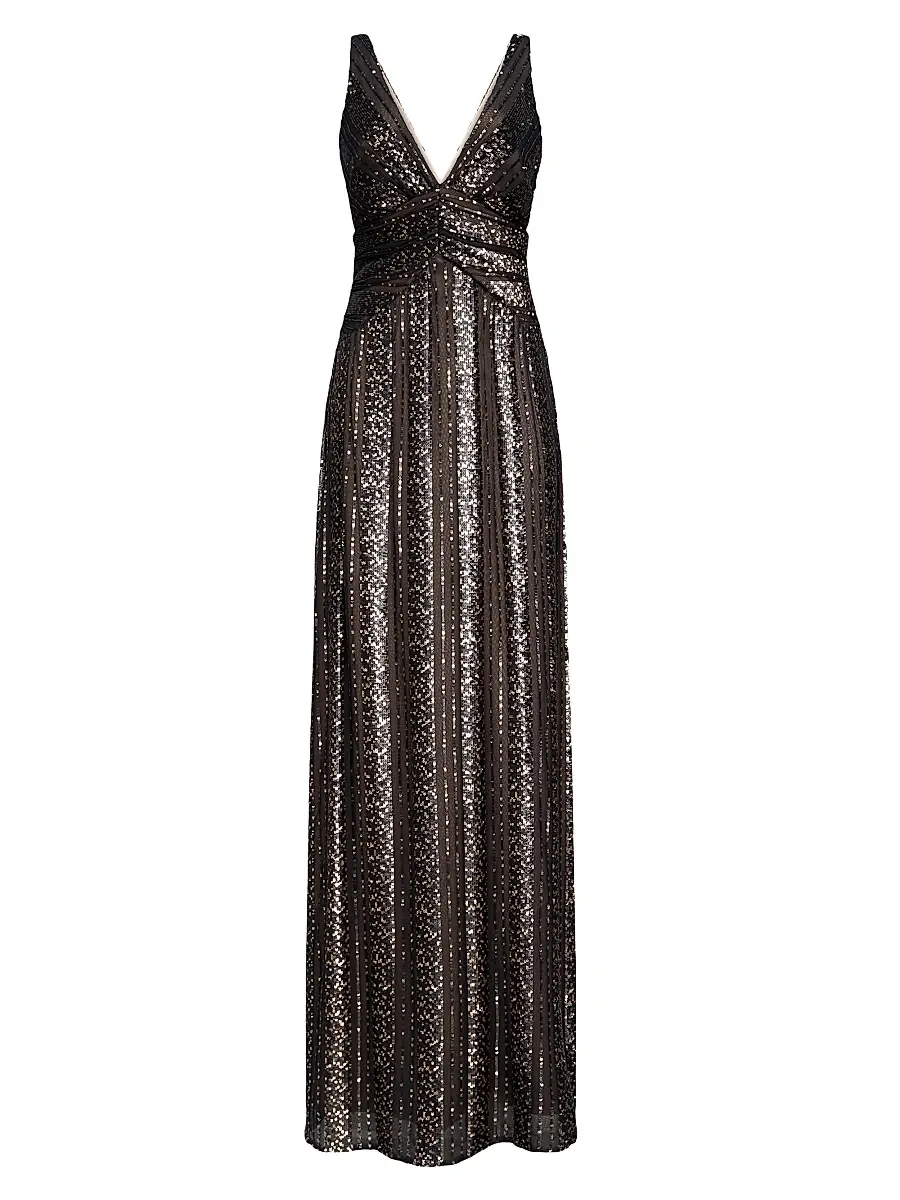 Halston Women's Esra Sequined V-Neck Gown - Black | Image 1 Halston Women's Esra Sequined V-Neck Gown - Black | Image 1
