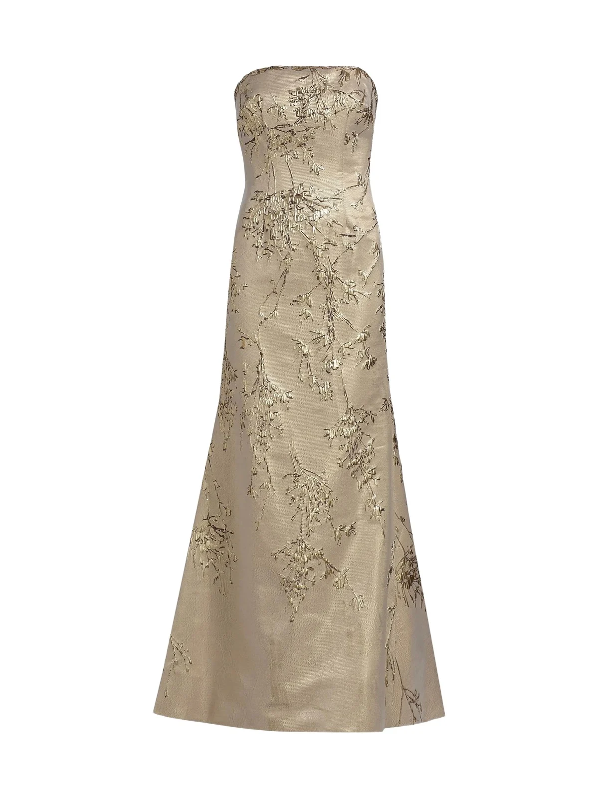 Rene Ruiz Collection Women's Floral Brocade Strapless Fit & Flare Gown - Gold