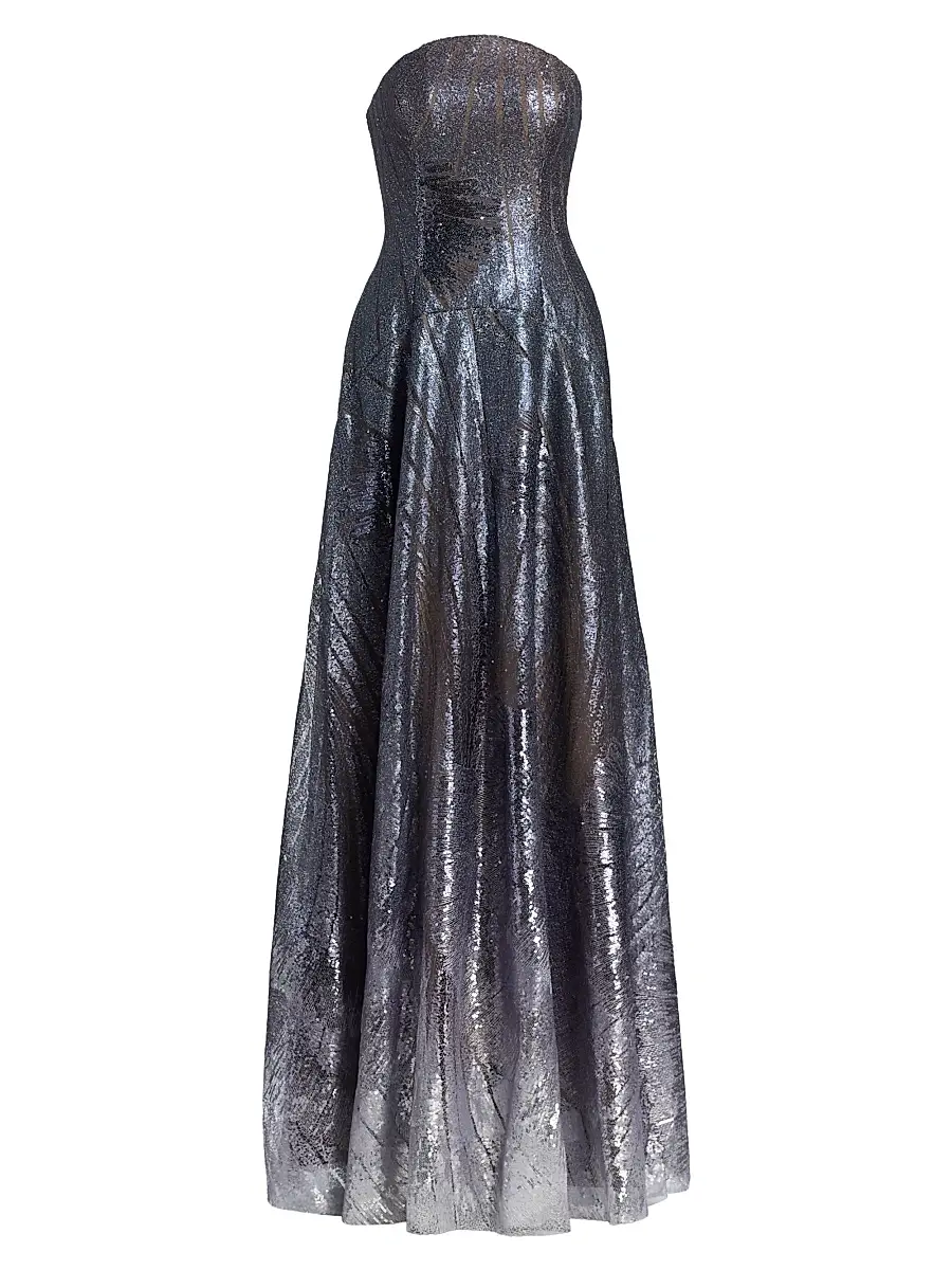 Rene Ruiz Collection Women's Sequin-Embroidered A-Line Strapless Gown | Image 1 Rene Ruiz Collection Women's Sequin-Embroidered A-Line Strapless Gown | Image 1