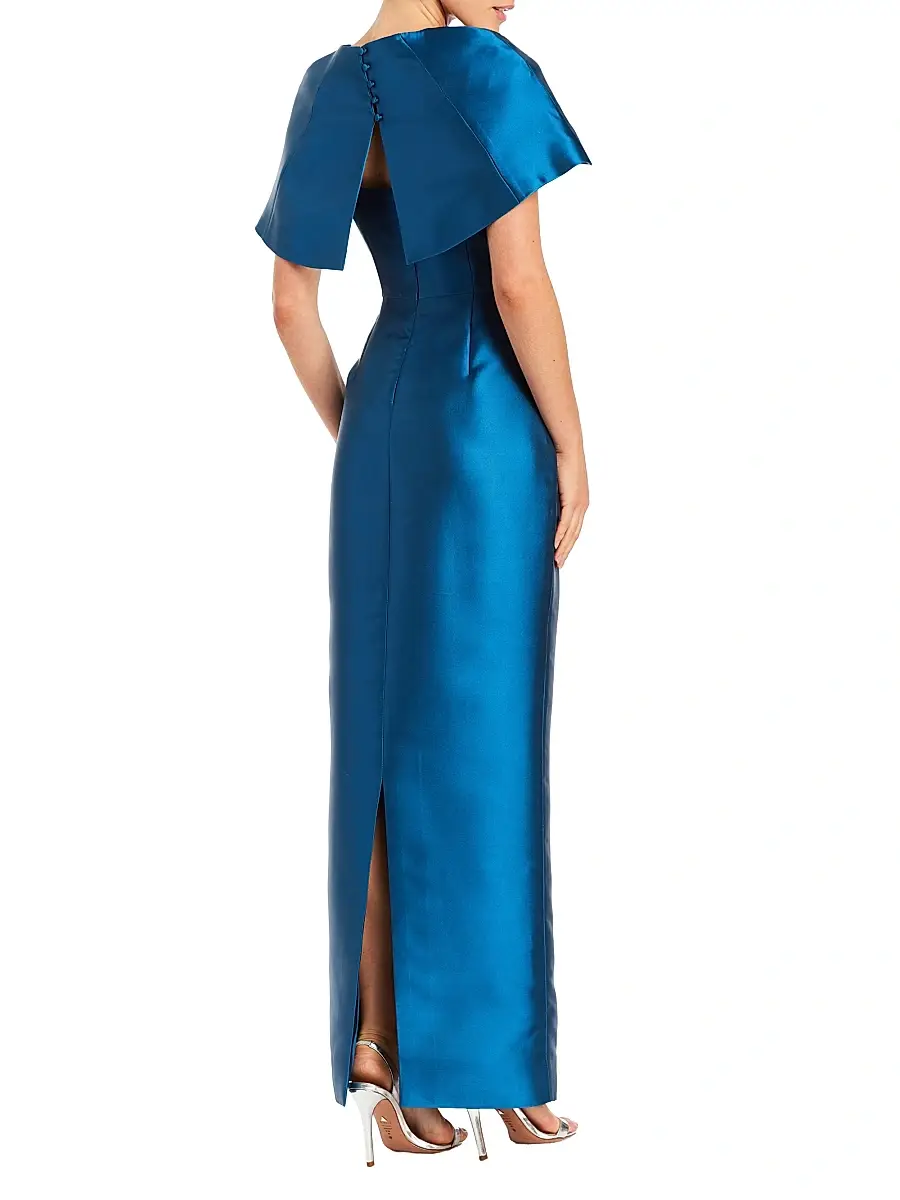 Mestiza New York Women's Eve Embellished Satin Caplet Column Gown | Thumbnail 5 Mestiza New York Women's Eve Embellished Satin Caplet Column Gown | Thumbnail 5