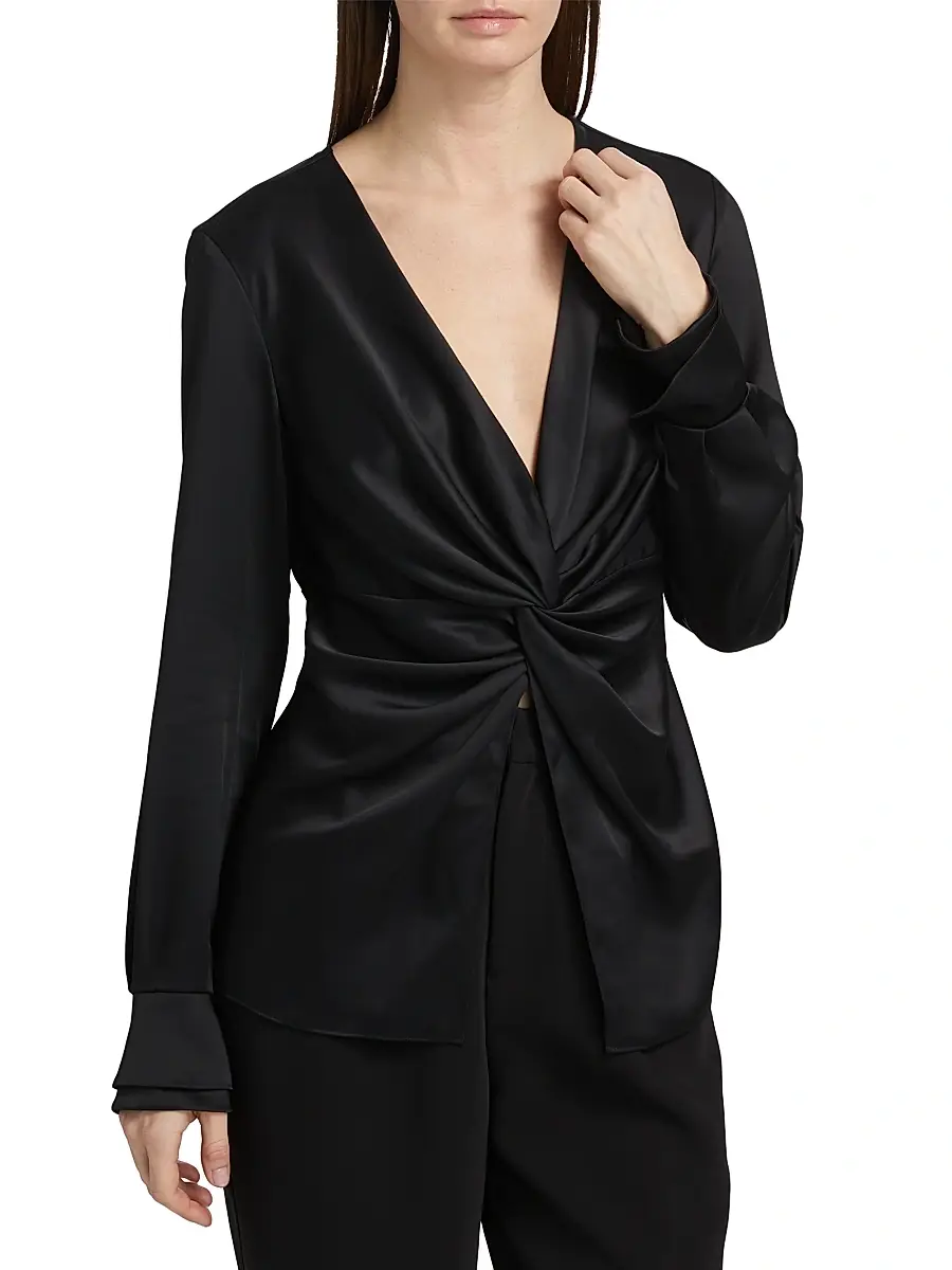 Toccin Women's Lauren Twist V-Neck Blouse | Thumbnail 3 Toccin Women's Lauren Twist V-Neck Blouse | Thumbnail 3