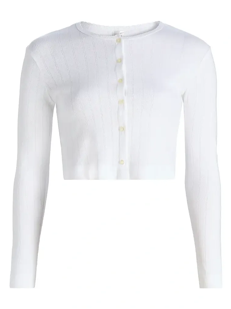 Women's Pointelle-Knit Crop Cardigan Women's Pointelle-Knit Crop Cardigan