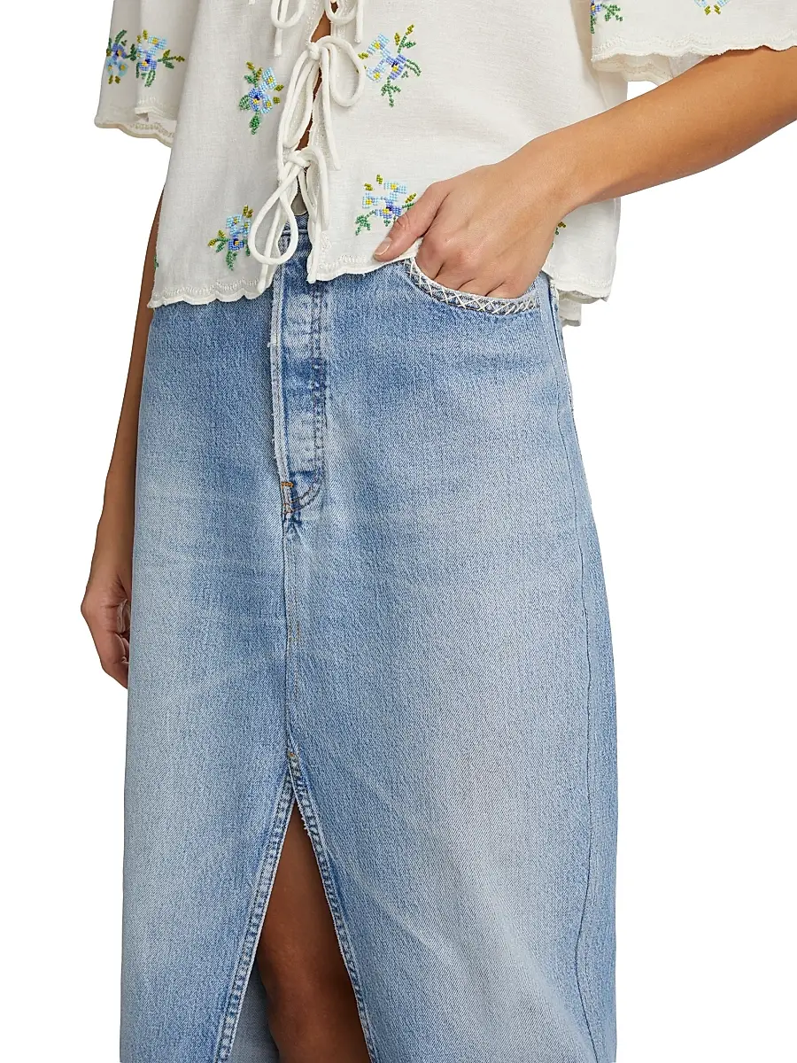 Sea Women's Marion Mended Denim Midi-Skirt | Thumbnail 6 Sea Women's Marion Mended Denim Midi-Skirt | Thumbnail 6