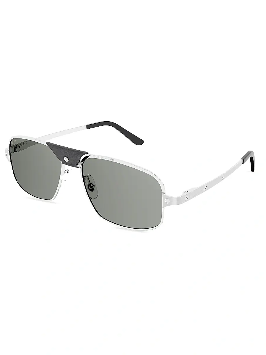 Cartier Men's Santos 60MM Rectangular Sunglasses | Image 1 Cartier Men's Santos 60MM Rectangular Sunglasses | Image 1