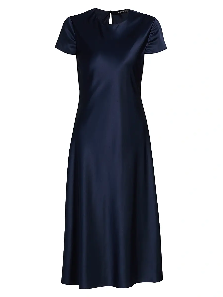 Toccin Women's Luciana Short-Sleeve Bias-Cut Satin Midi-Dress | Image 1 Toccin Women's Luciana Short-Sleeve Bias-Cut Satin Midi-Dress | Image 1