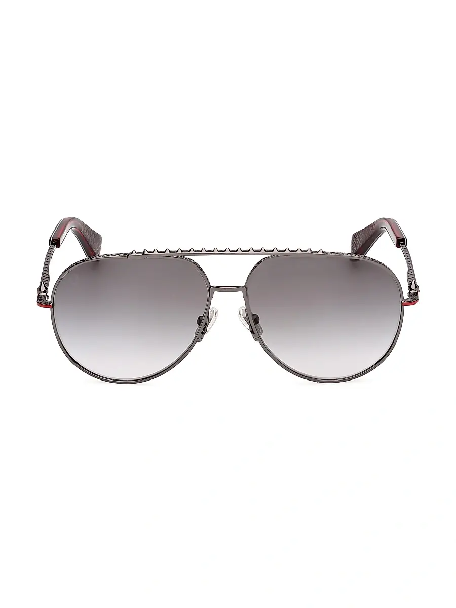 Christian Louboutin Men's Greggo 61MM Aviator Sunglasses - Gunmetal Red | Thumbnail 2 Christian Louboutin Men's Greggo 61MM Aviator Sunglasses - Gunmetal Red | Thumbnail 2