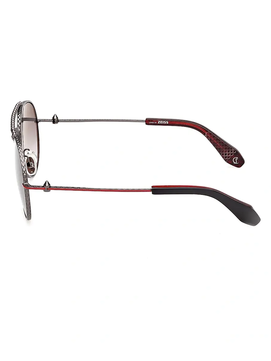 Christian Louboutin Men's Greggo 61MM Aviator Sunglasses - Gunmetal Red | Thumbnail 3 Christian Louboutin Men's Greggo 61MM Aviator Sunglasses - Gunmetal Red | Thumbnail 3