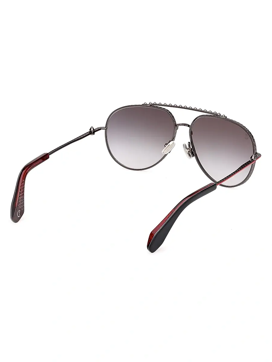 Christian Louboutin Men's Greggo 61MM Aviator Sunglasses - Gunmetal Red | Thumbnail 6 Christian Louboutin Men's Greggo 61MM Aviator Sunglasses - Gunmetal Red | Thumbnail 6