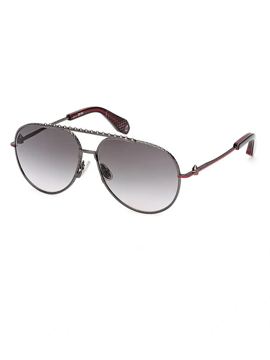 Christian Louboutin Men's Greggo 61MM Aviator Sunglasses - Gunmetal Red | Image 1 Christian Louboutin Men's Greggo 61MM Aviator Sunglasses - Gunmetal Red | Image 1