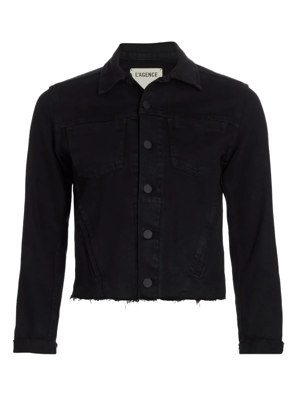 L'Agence Women's Janelle Slim-Fit Raw-Hem Denim Jacket