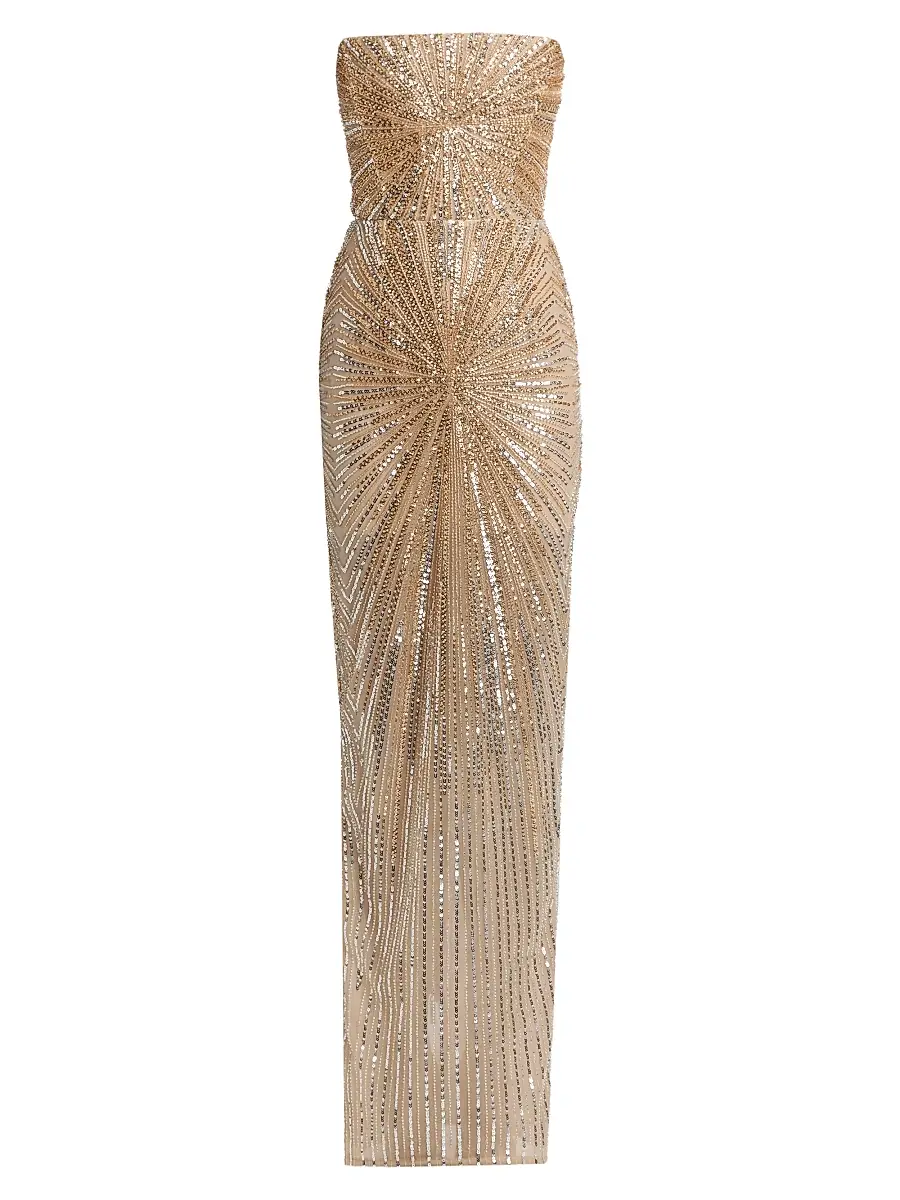 Bronx and Banco Women's Dahlia Crystal-Embellished Strapless Maxi Dress - Gold | Image 1 Bronx and Banco Women's Dahlia Crystal-Embellished Strapless Maxi Dress - Gold | Image 1