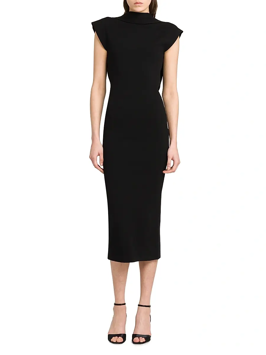 Alberta Ferretti Women's Knit Open Cowlback Midi-Dress | Thumbnail 3