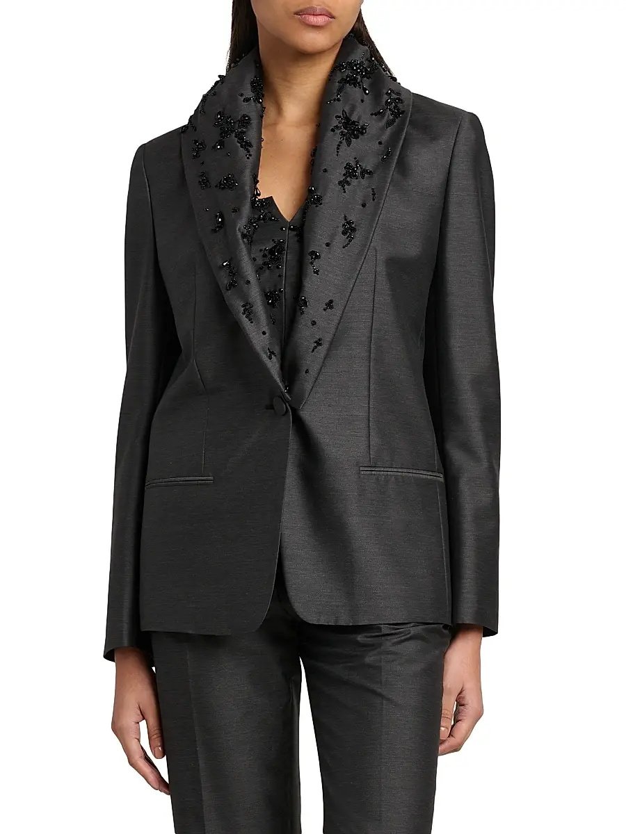 Alberta Ferretti Women's Embellished Wool-Silk Jacket | Thumbnail 3