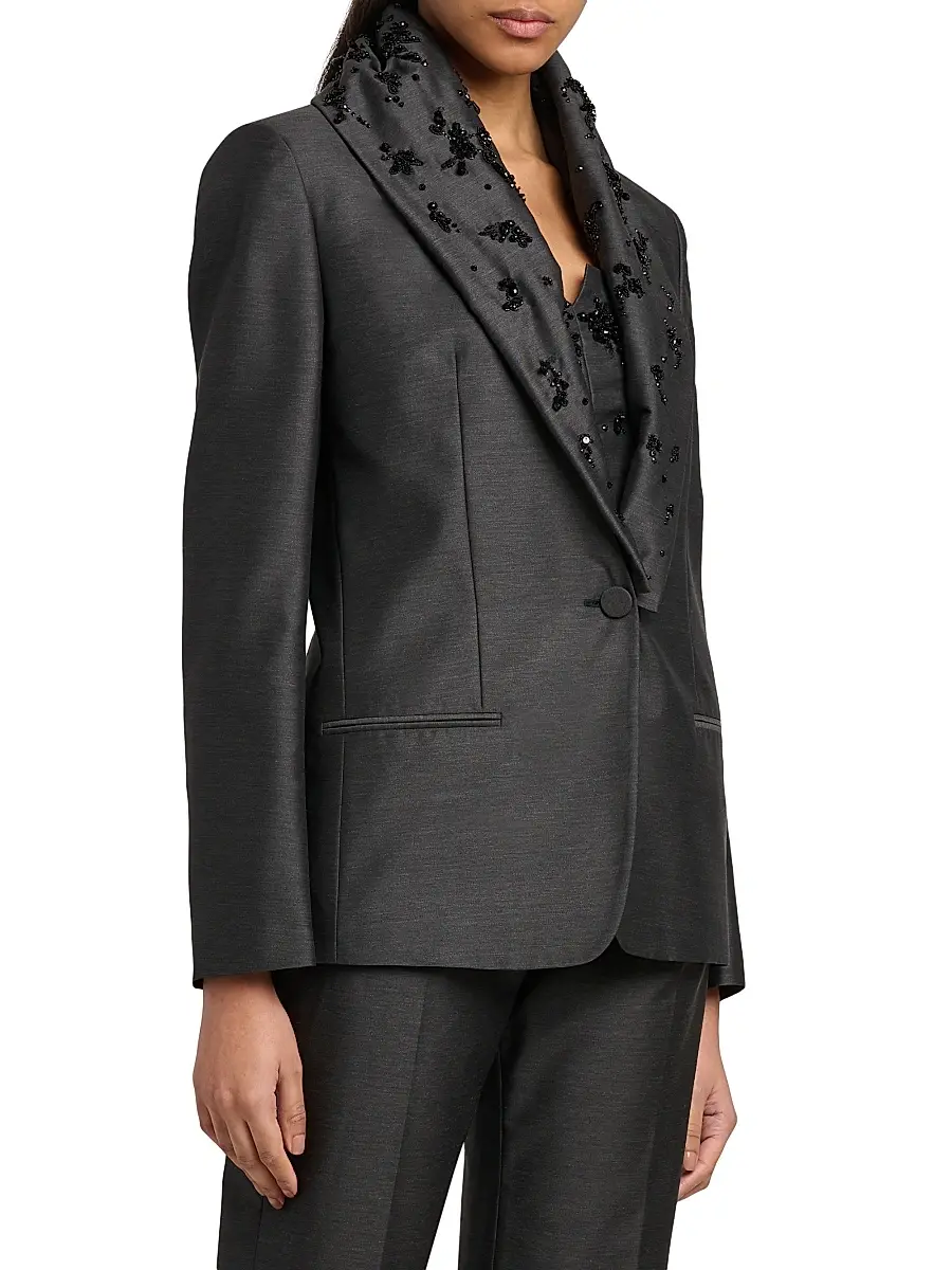 Alberta Ferretti Women's Embellished Wool-Silk Jacket | Thumbnail 4