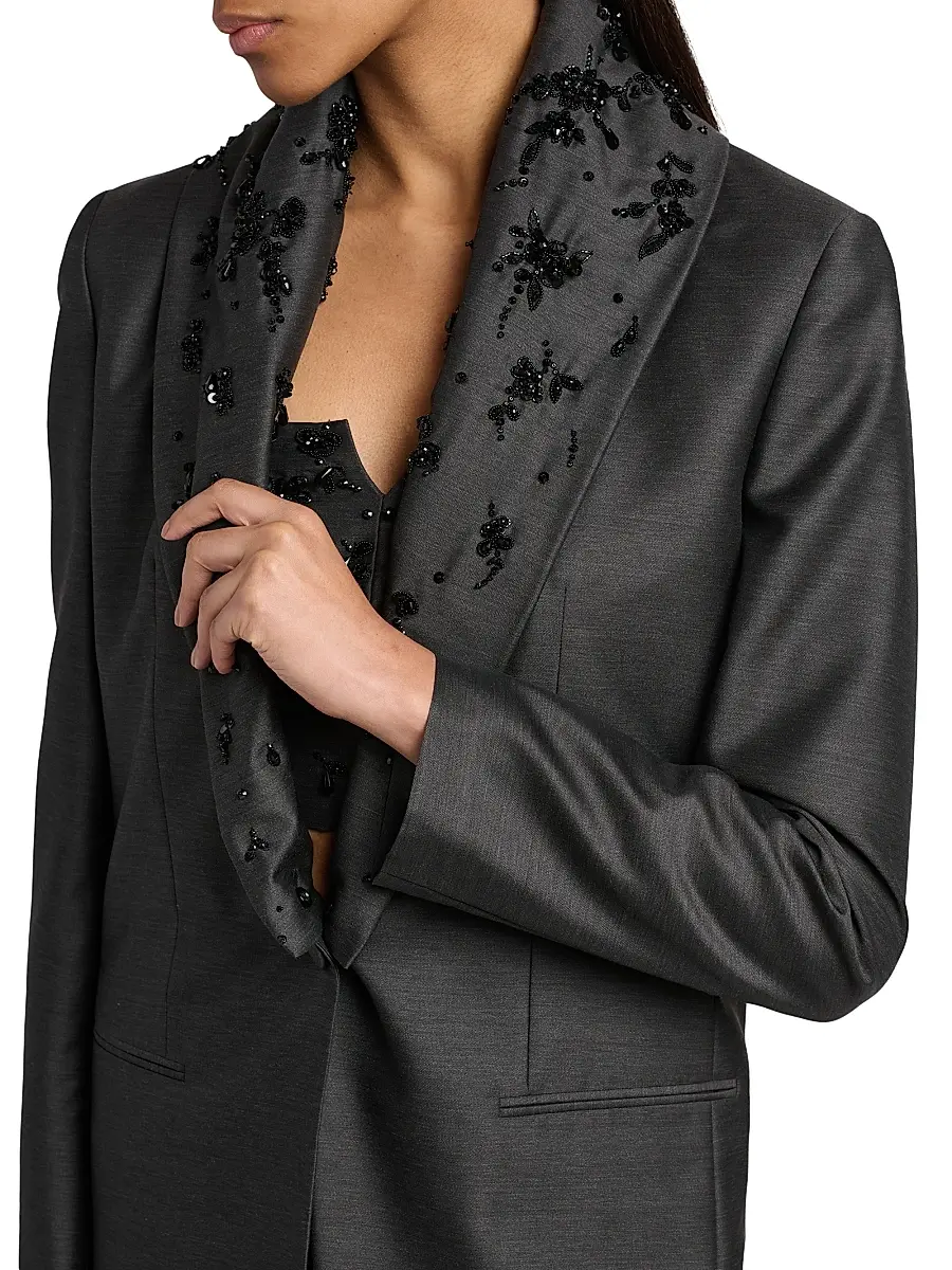 Alberta Ferretti Women's Embellished Wool-Silk Jacket | Thumbnail 7