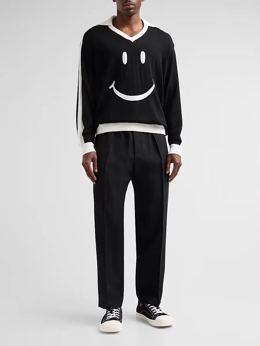 MOSCHINO Men's Smiley Knitted Wool Sweater | Thumbnail 2 MOSCHINO Men's Smiley Knitted Wool Sweater | Thumbnail 2