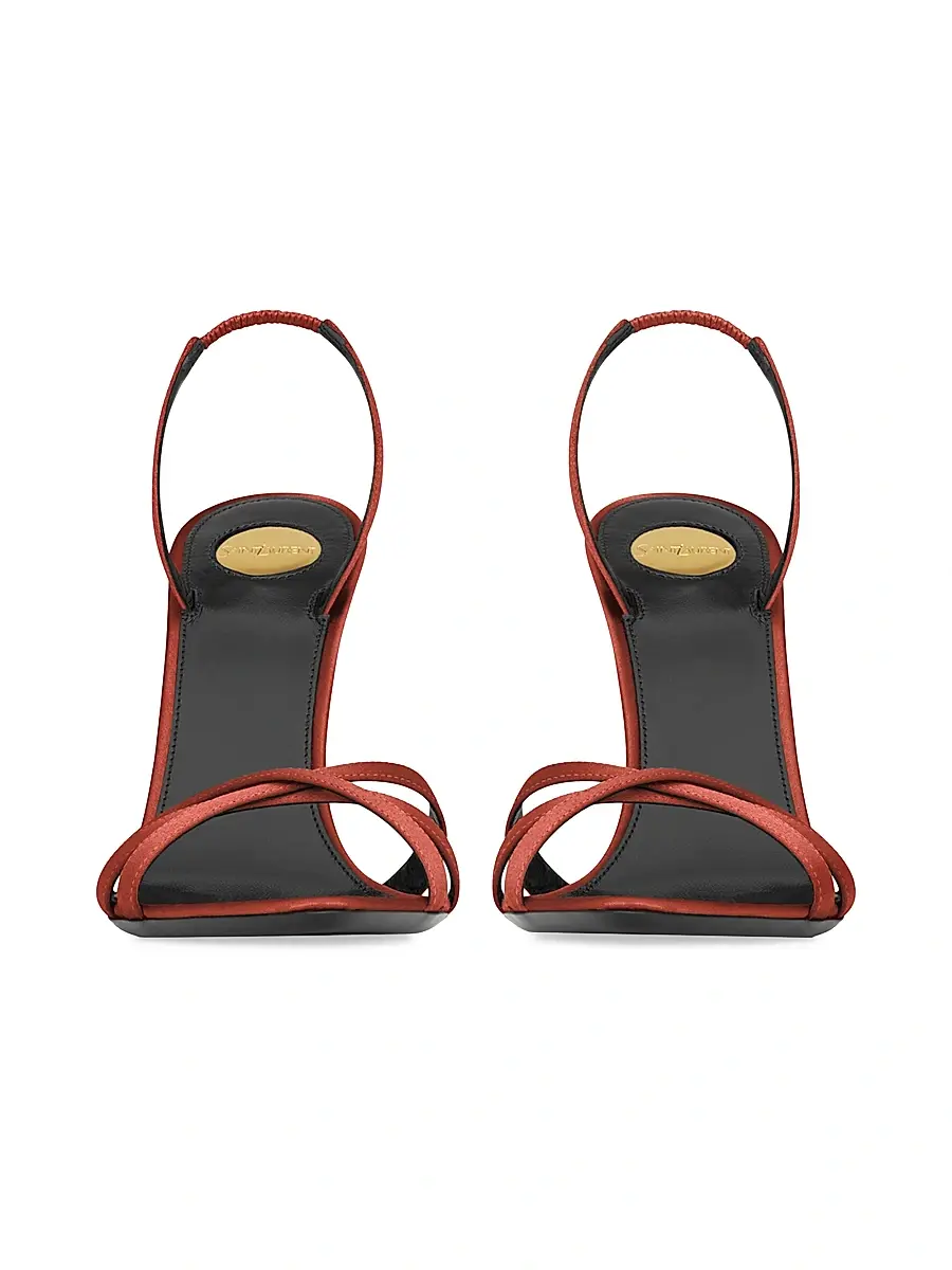 Saint Laurent Women's Kate Sandals in Satin Crepe - Dark Ruggine | Thumbnail 3
